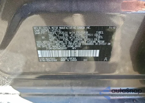 2011 Toyota Rav4 Sport z USA, uszkodzony, nr VIN 2T3RF4DV7BW099997